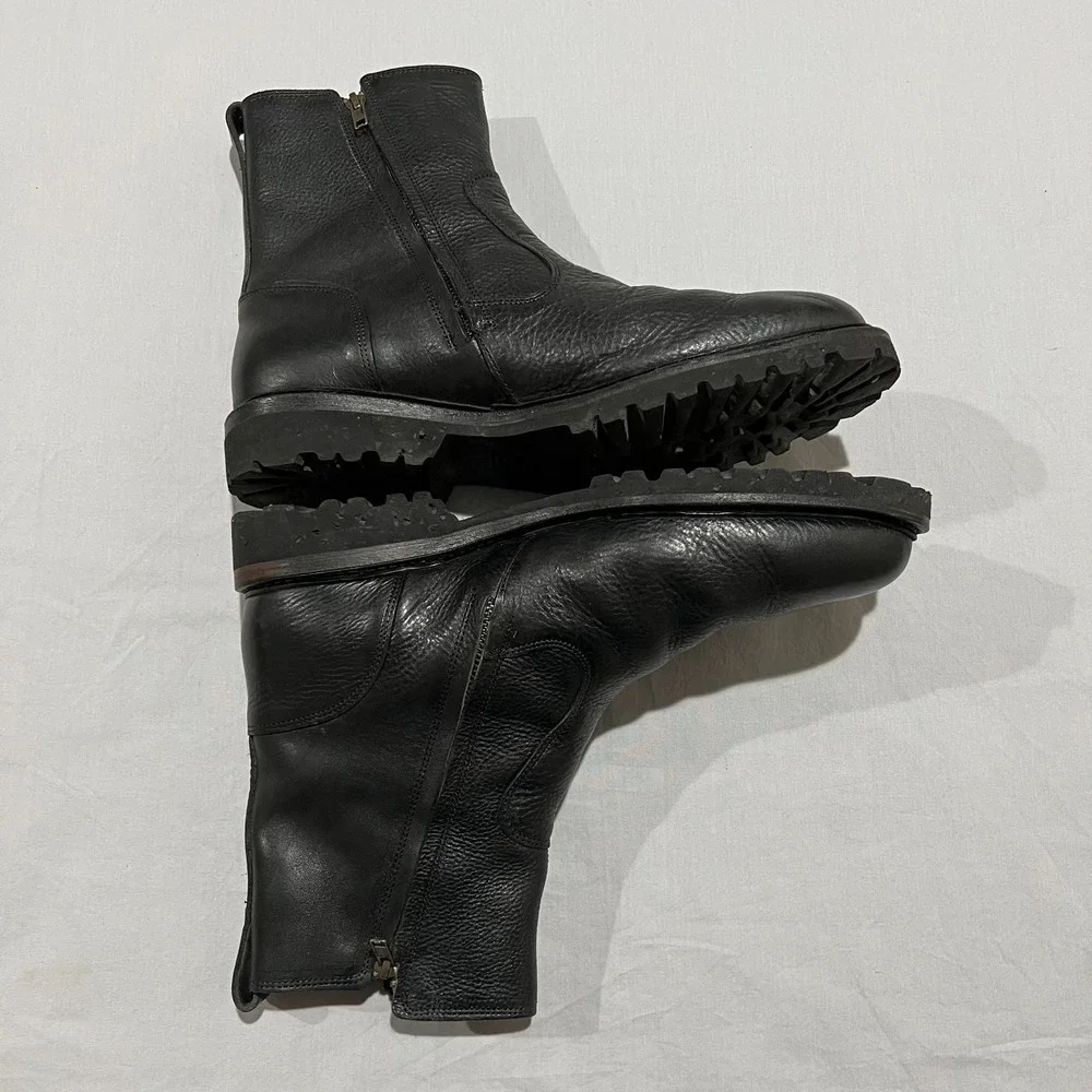 Allen Edmonds Mens Black Leather Side Zip Ultra Light Discovery Moto Boots 11